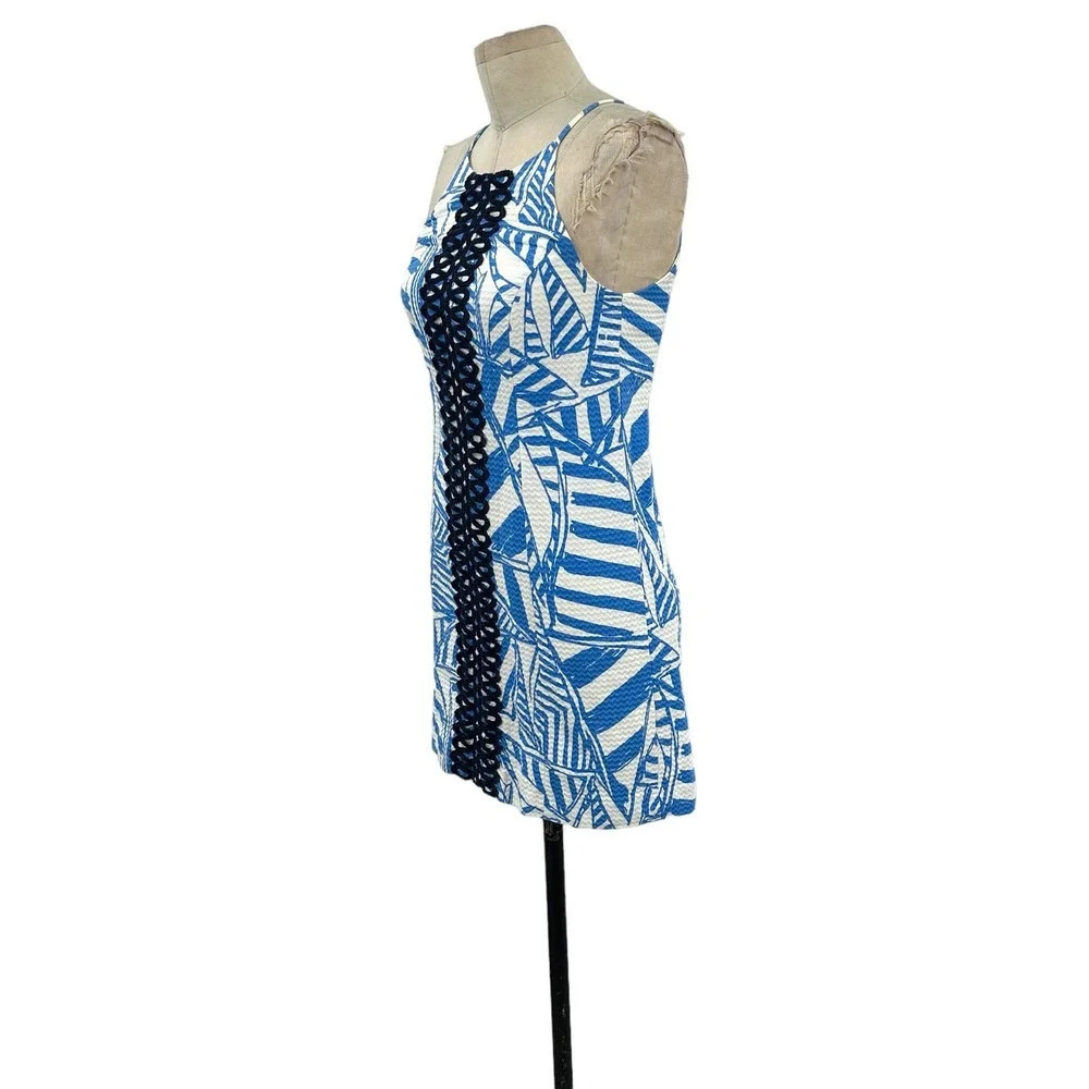 Lilly Pulitzer Annabelle Shift Dress Bay Yacht Sea Bau Blue Striped Size 0 - Picture 5 of 12